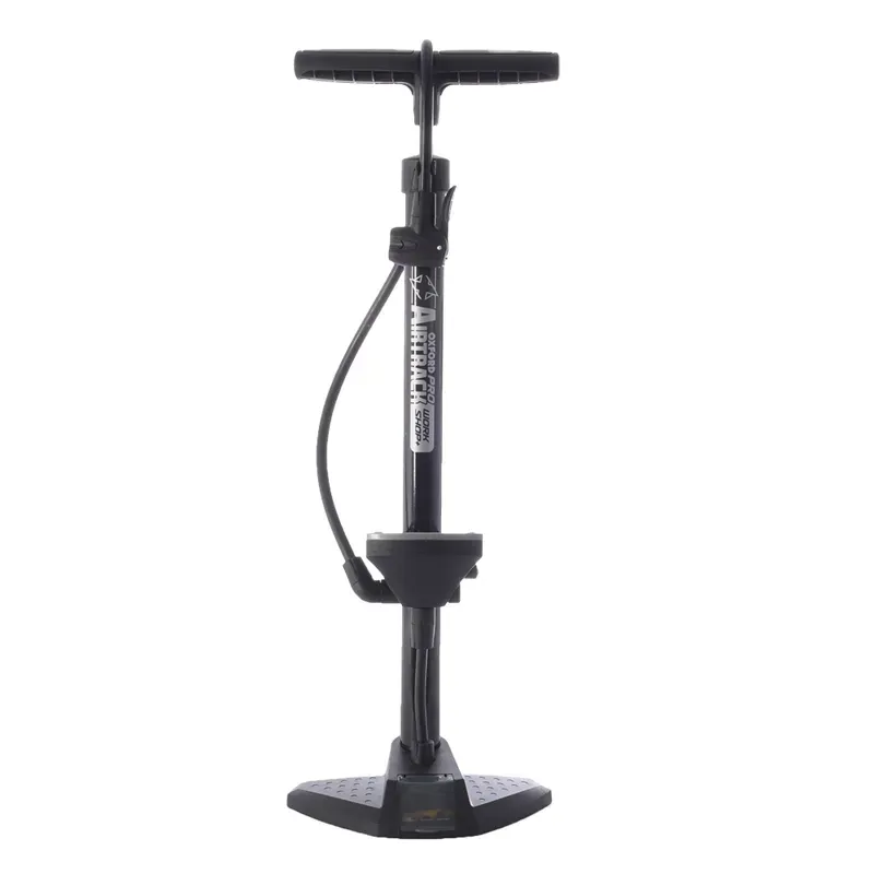Oxford Airtrack Workshop Steel Floor Pump + Gauge in Black